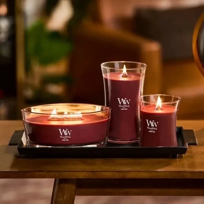 Vonná sviečka WoodWick Rouge Oud, 453 g