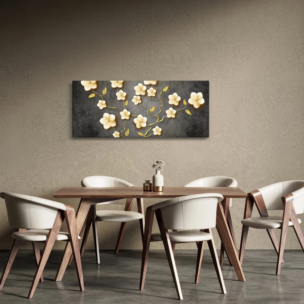 Obraz - Zlatý ker v čiernom pozadí (120x50 cm)