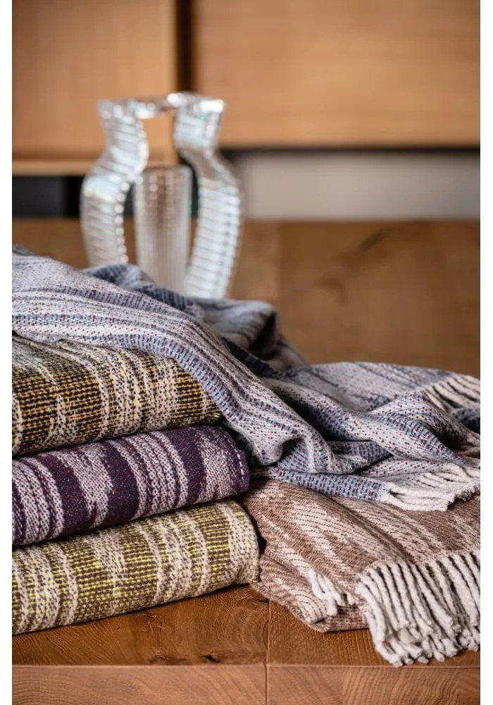 Tmavozelený pléd s podielom bavlny Euromant Zanzibar, 140 x 180 cm