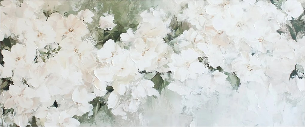 Obraz - Abstrakcia bielych kvetov (120x50 cm)