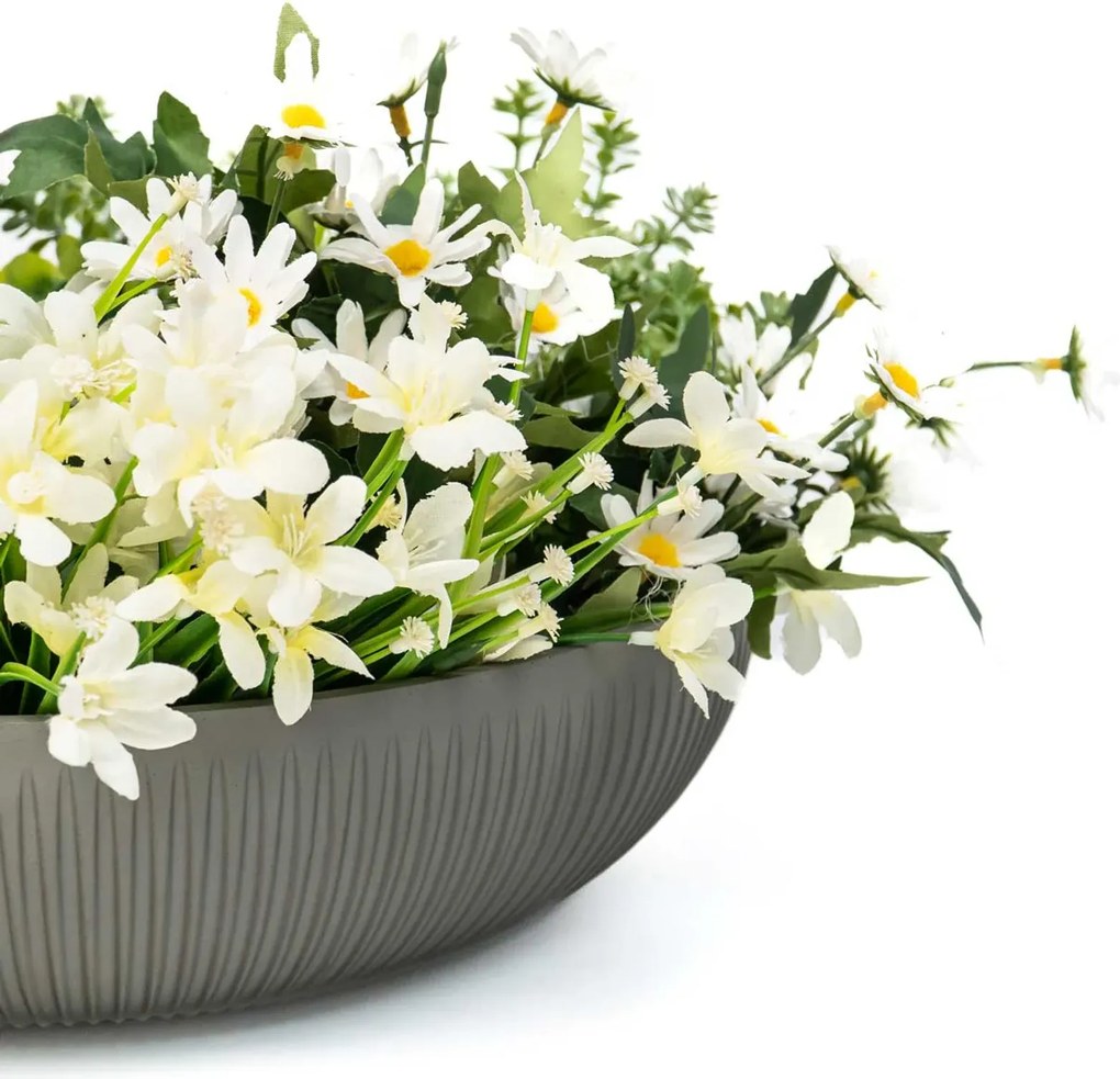 Okrasná miska PLANA, sklolaminát, priemer 34 cm, sivá