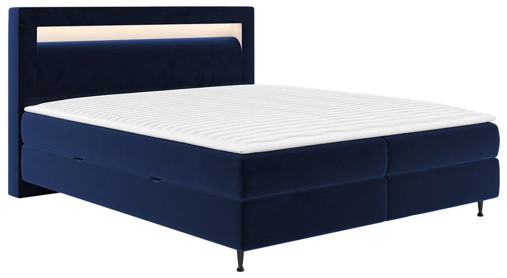Kontinentálna posteľ s osvetlením Eurybia, Dostupné poťahy: Ekokoža Soft 017 (biela), Rozmer postele: 140x200