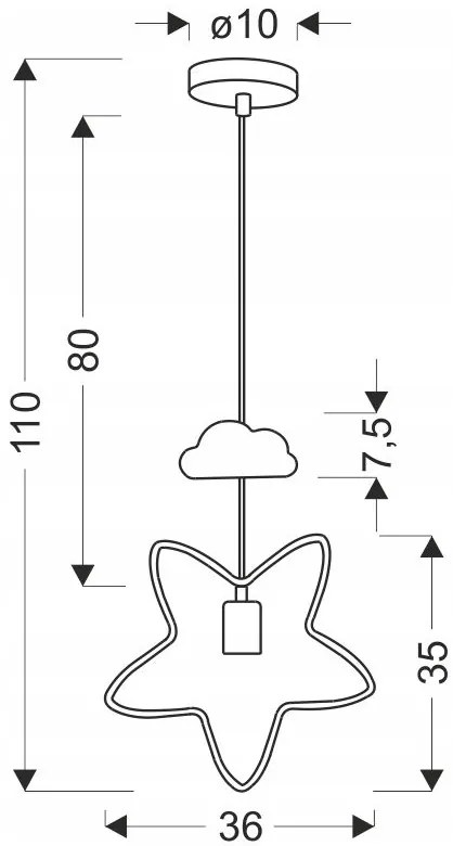 Candellux Bielo-čierny závesný luster Star pre žiarovku E27 31-12005