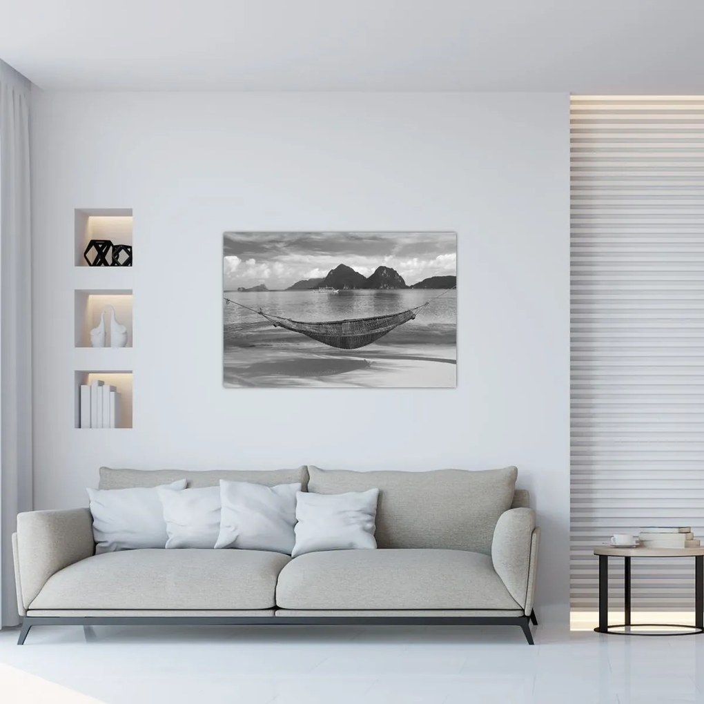 Obraz - Hojdacia sieť na pláži (90x60 cm)