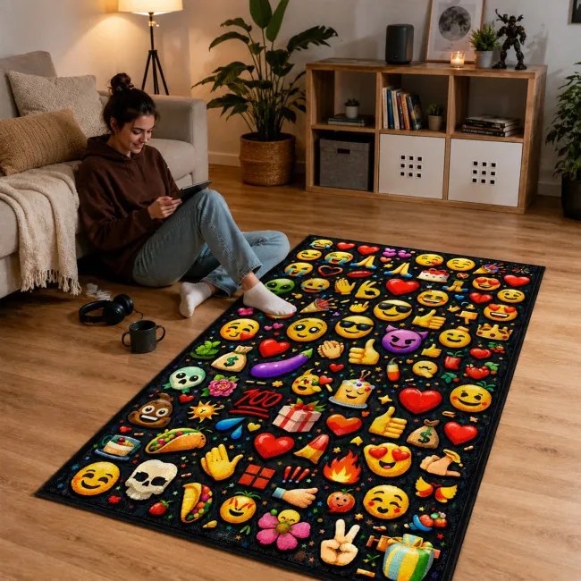 Protišmykový herný koberec Emoji 3D