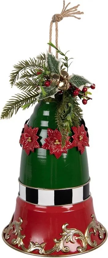 Christmas Decoration Figurine Bell ? 24x36 Cm Red Metal - ? 24*36 cm