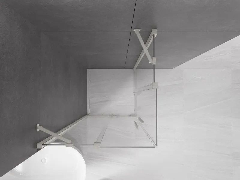 Mexen Velar Duo, sprchový kút s posuvnými dverami 80 x 80 cm, 8mm číre sklo, brúsená oceľ, 871-080-080-02-97