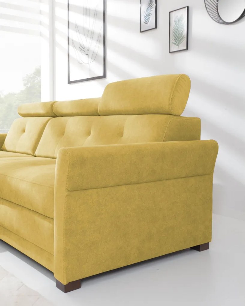 Rohová sedacia súprava Harris, žltá kari látka,ľavý roh