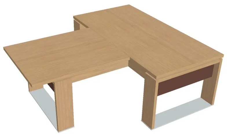 Stôl Verno+ S 200 x 220 cm s rokovacím prvkom, dub svetlý / hnedá