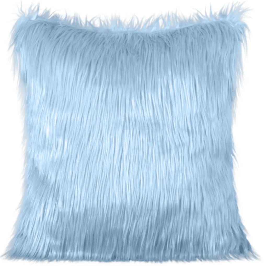 CHLPATÁ DEKORAČNÁ OBLIEČKA NA VANKÚŠ 818 55X55 CM SVETLOMODRÁ