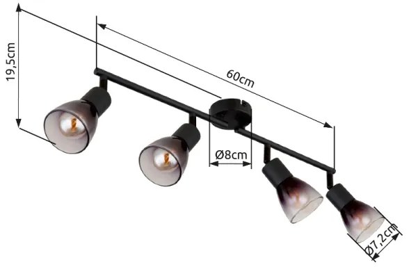 Globo 54312-4 - Bodové svietidlo SATELLA 4xE14/25W/230V čierna