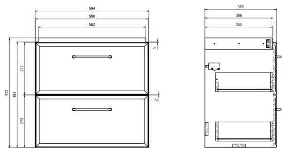 Cersanit S1021-009-Závesná kúpeľňová skrinka pod umývadlo MILLE SLIM 60x38 cm mintová