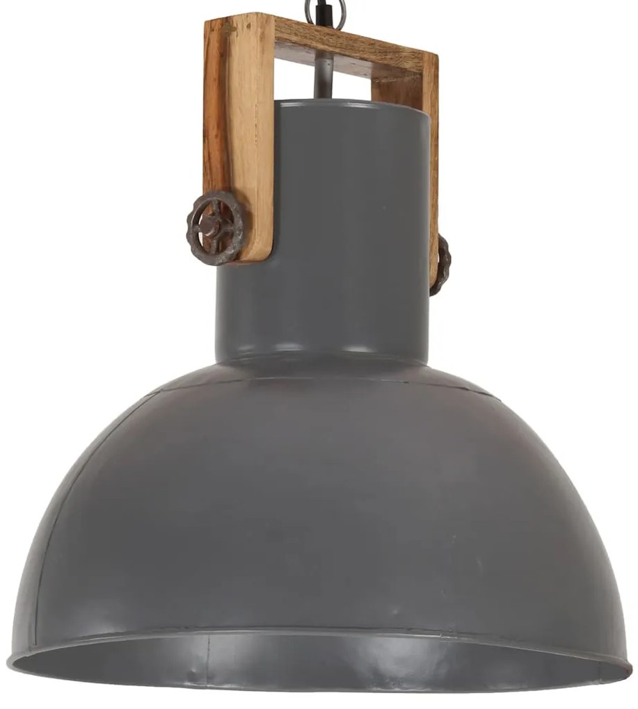 vidaXL Industriálna závesná lampa 25 W sivá mangovník 42 cm okrúhla E27