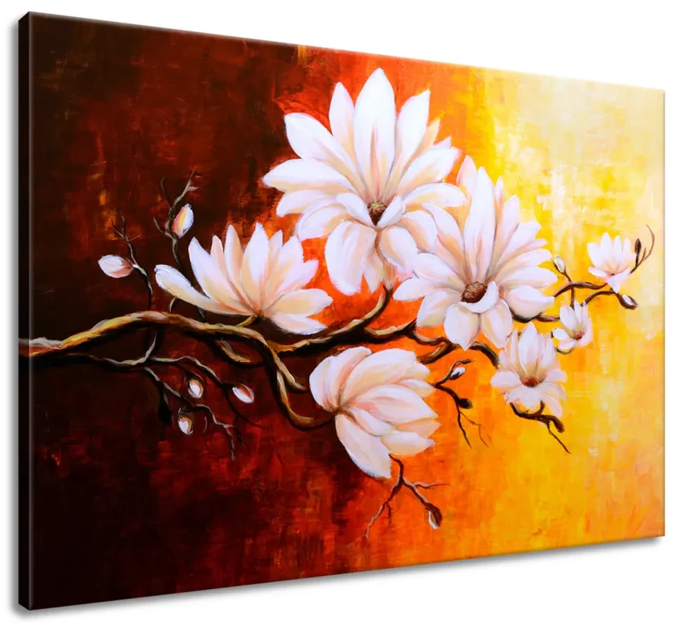 Gario Ručne maľovaný obraz Farebné magnólie Rozmery: 100 x 70 cm
