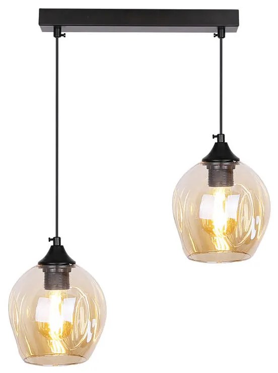 Candellux Čierno-hnedý závesný luster Aspa pre žiarovku 2x E27 32-00590