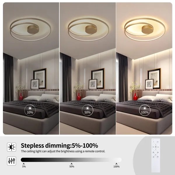 Brilagi- LED stmievateľné stropné svietidlo TWISTER LED/75W/230V pr. 70 cm zlaté + diaľkové ovládanie