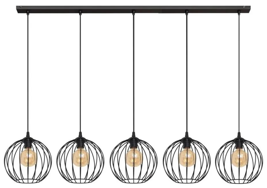 Helam Luster na lanku MERCURE 5xE27/15W/230V čierna W-L 1388/5 BK-B