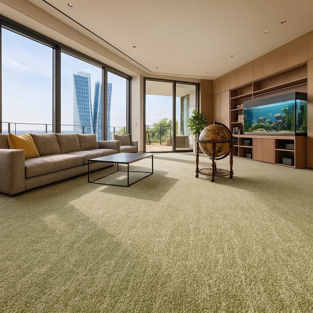 Koberec metráž Leon 53444 Zelený, na mieru, šíře 4m, zelená, filc, obývacia izba, Spoltex