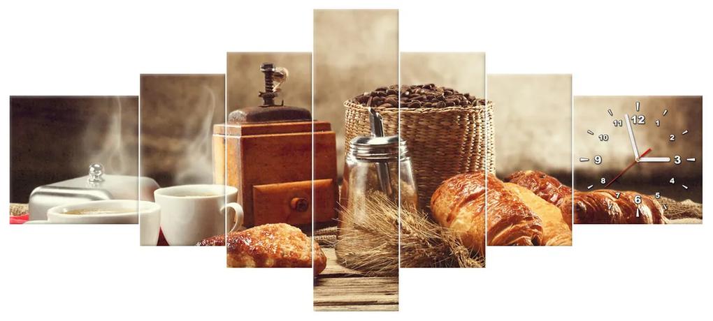 Gario Obraz s hodinami Chutné raňajky - 7 dielny Rozmery: 160 x 70 cm