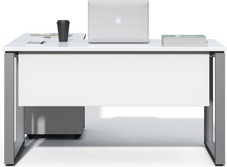 Rohový kancelársky stôl s kontajnerom Houseland Prime Home 01 140 cm biely