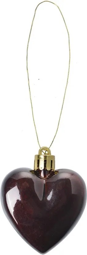 Set 8ks vianočná ozdoba plastové srdce - 5*3*5 cm