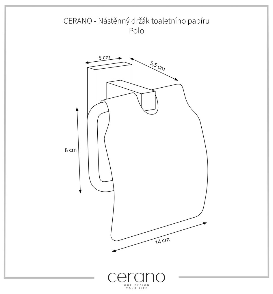 CERANO - Nástenný držiak toaletného papiera Polo - čierna matná, CER-CER-479569