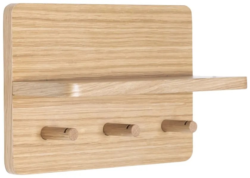 Nástenný vešiak v dekore duba v prírodnej farbe s poličkou Space – Hübsch