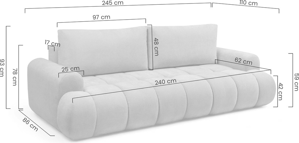 Rozkladacia pohovka Lutario - sivá hydrofóbna pletenina Venice 2023