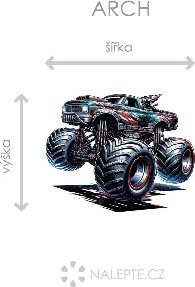 Monster truck 02 textilní prelepiteľná nálepka na stenu hárok 47 x 37 cm