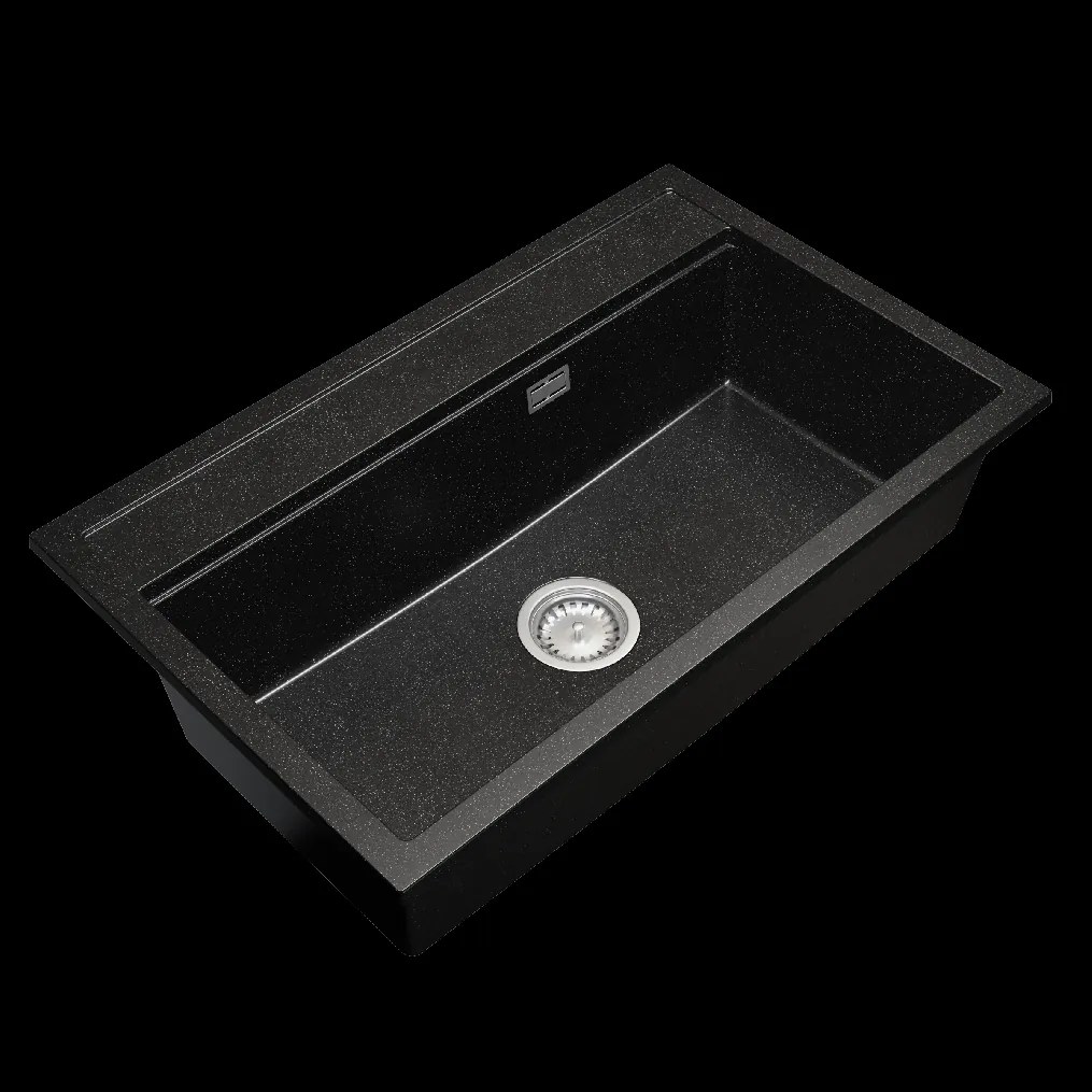 Gamma Advance, 1-komorový granitový drez 805x505x210 mm, čierna škvrnitá, GMA-ZLE000117