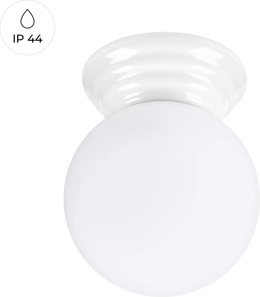 Stropné svietidlo Zori, 1x biele sklenené tienidlo, w