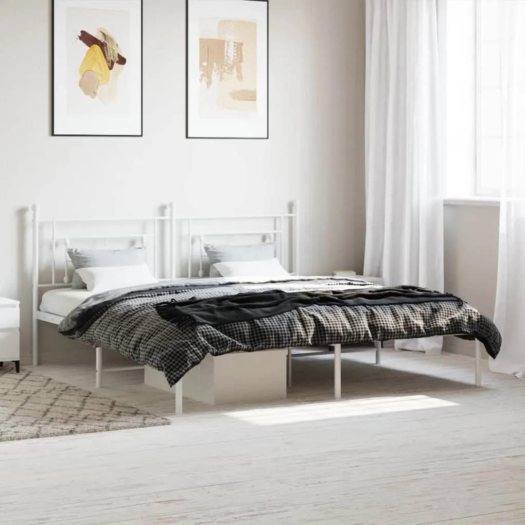 Kovový rám postele s čelom biely 180x200 cm 374392