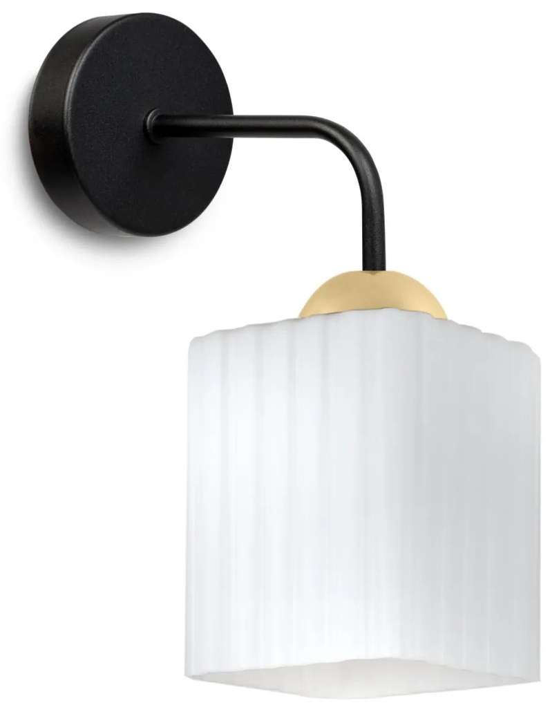 Nástenné svietidlo Riffle Square, 1x biele sklenené tienidlo, b/g