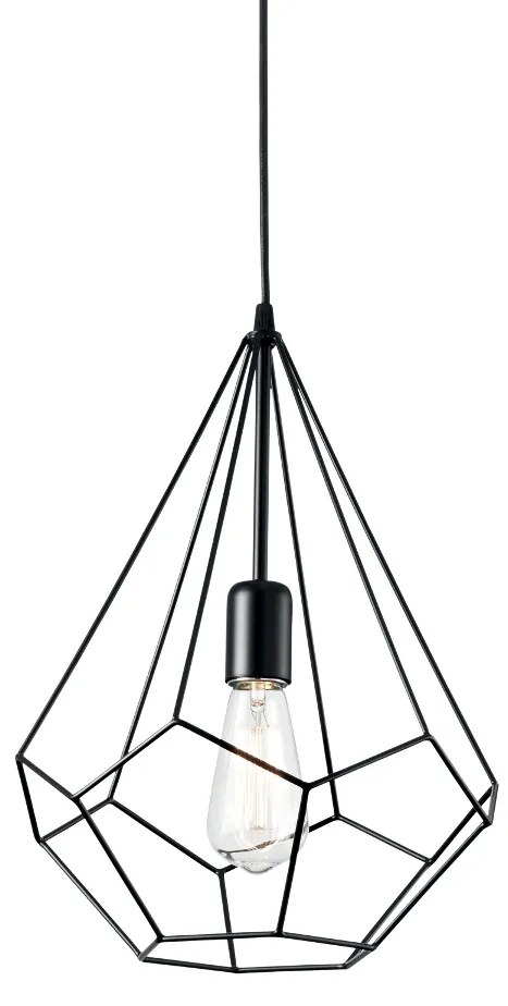 IDEAL LUX Závesný moderný luster na lanku AMPOLLA, čierny, 30cm