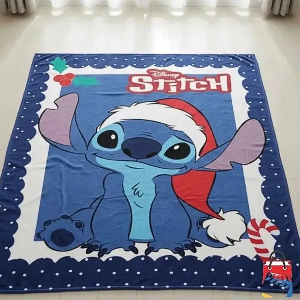 Deka detská flecee Stitch modrá 140x100cm Faro Tiahome