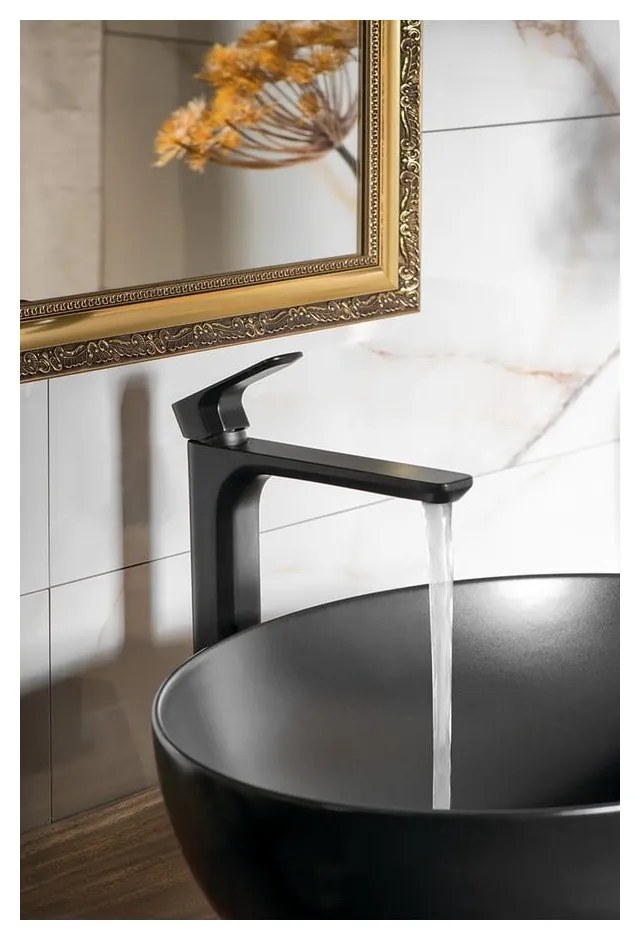 Matne čierna stojančeková umývadlová batéria Spy – Sapho