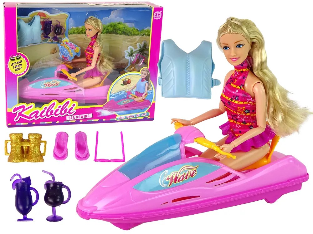 Lean Toys Súprava bábiky motorového člna s príslušenstvom