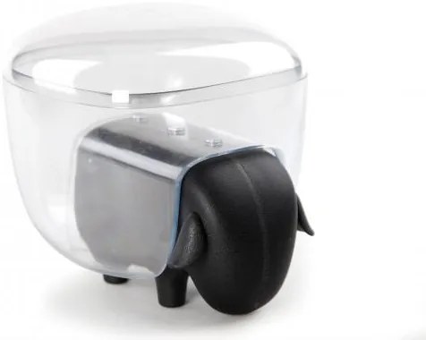 Ovečka so zásuvkou a dózou Qualy Sheepshape Container, čierna ovečka / priehľadná dóza