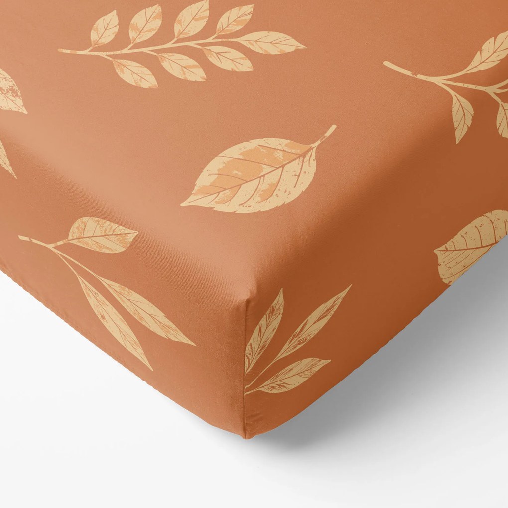 Goldea bavlnená napínacia plachta - oranžové jesenné lístky 80 x 200 cm