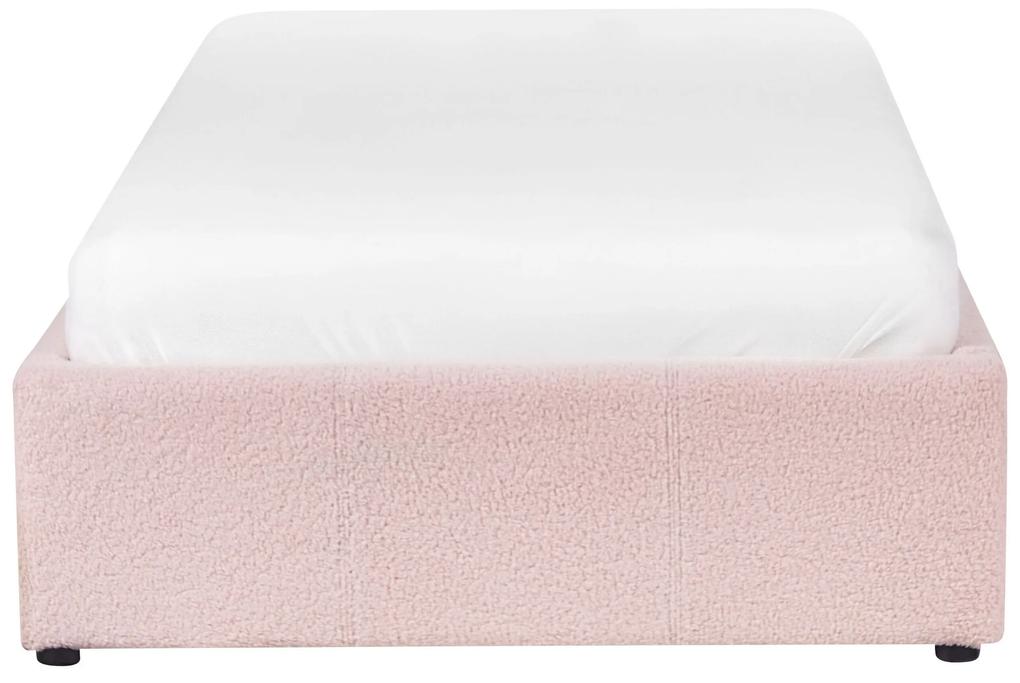 Buklé posteľ s úložným priestorom 90 x 200 cm pastelová ružová DINAN Beliani