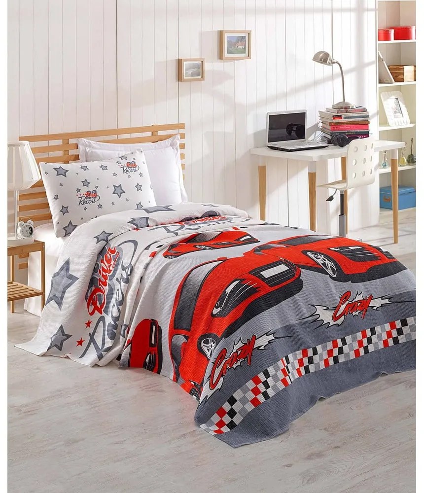 Detská bavlnená prikrývka cez posteľ Eponj Home Cars, 160 x 235 cm