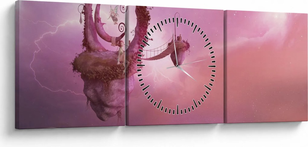 Obraz - Víla na plávajúcom ostrove (s hodinami) (90x30 cm)