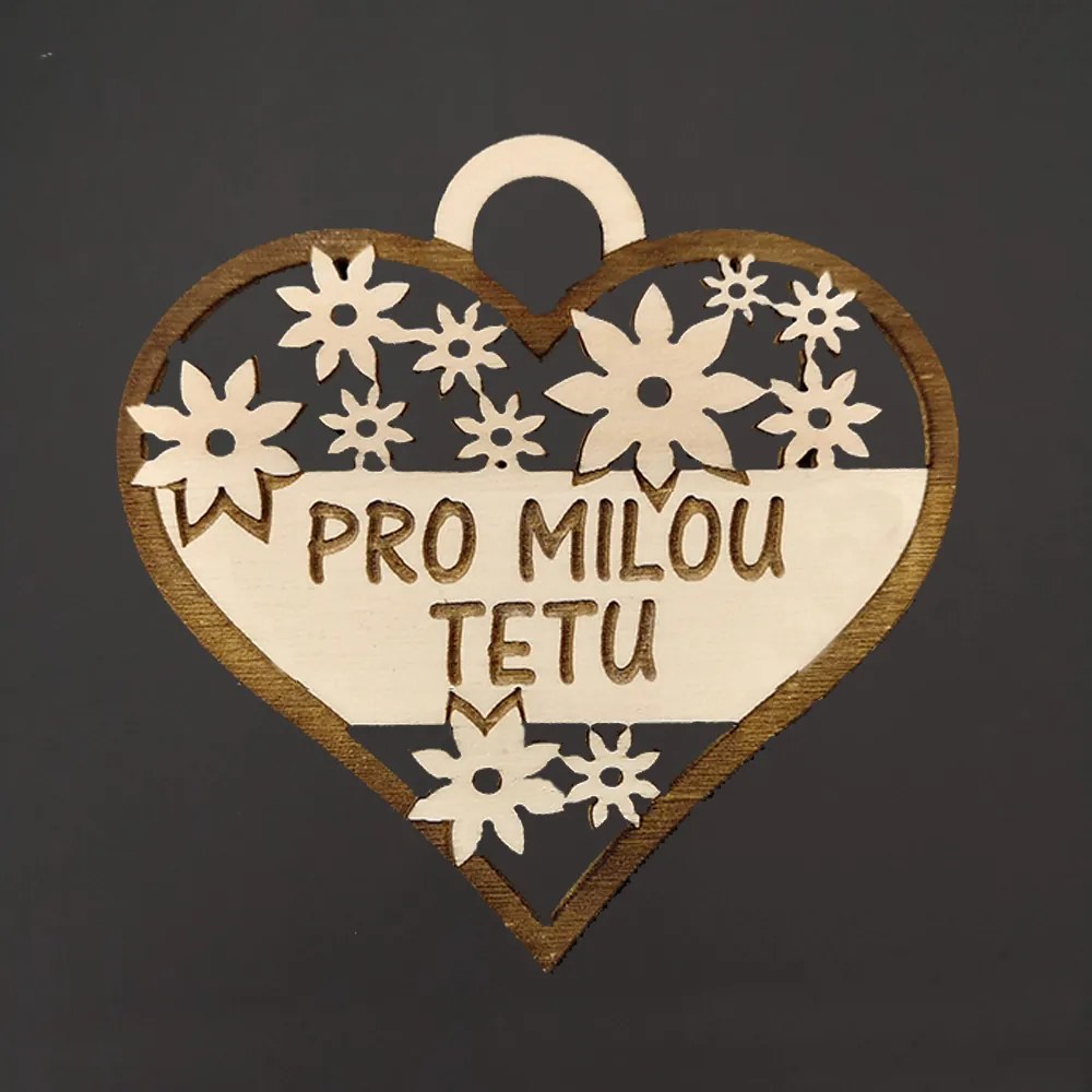 AMADEA Drevené srdce s textom "pre milú tetu", 7 cm, český výrobok