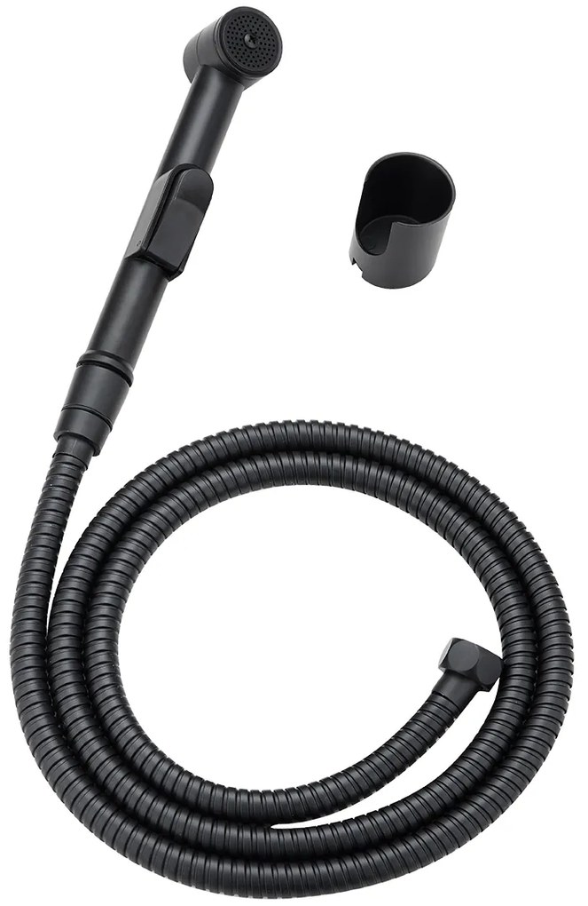 Laveo Fen, bidetová hlavica s hadicou 150cm a nástenným držiakom, čierna, NAF_71BD