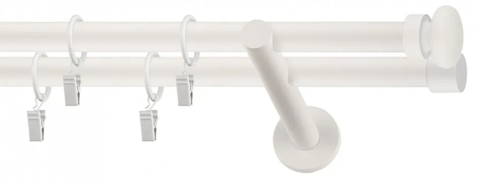 Dekorstudio Garniža dvojradová FLAT biela-matná 19mm Dĺžka: 120cm, Typ príslušenstva: Krúžky tiché so štipcami
