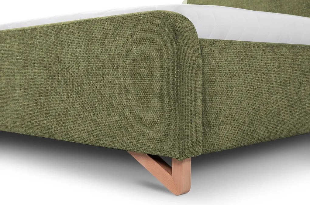 Posteľ Flamingo 180x200 cm, olivovo zelená štruktúrovaná tkanina
