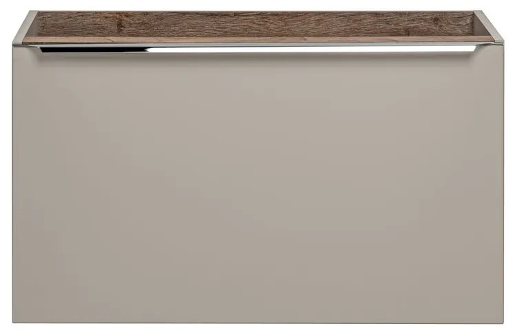 Kúpeľňová zostava SantaFe s doskou, umývadlami, zrkadlami a skrinkami 180 cm sivo-hnedá/dub santa fe retro