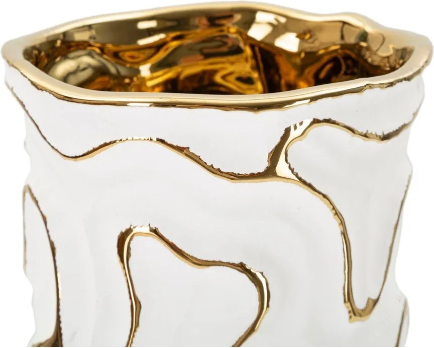 Biela/v zlatej farbe keramická váza (výška 25 cm) Adore – Mauro Ferretti