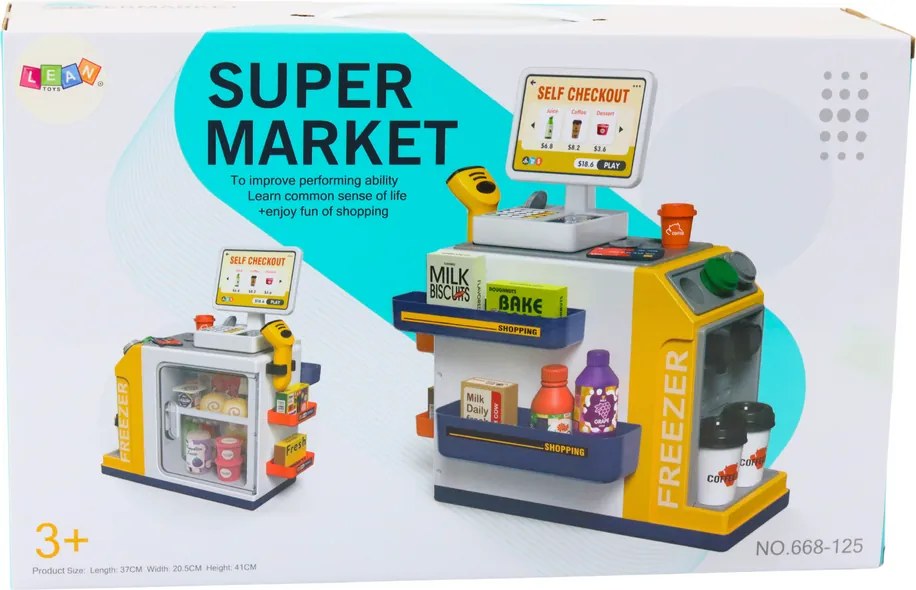 LEAN Toys Supermarket set Pokladňa Skener Svetlá a zvuky