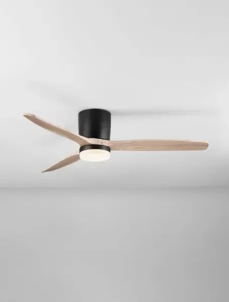 LED čierno-drevené dizajnové stropné svietidlo Aloa s diaľkovým ovládaním 18W